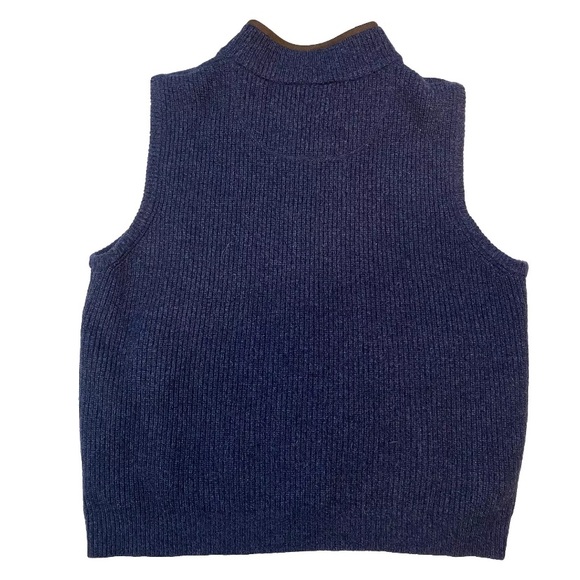 LL Bean Waterfowl Full-Zip Sweater Vest Mens XXL Navy Blue Merino Lambs Wool EUC - Picture 2 of 10